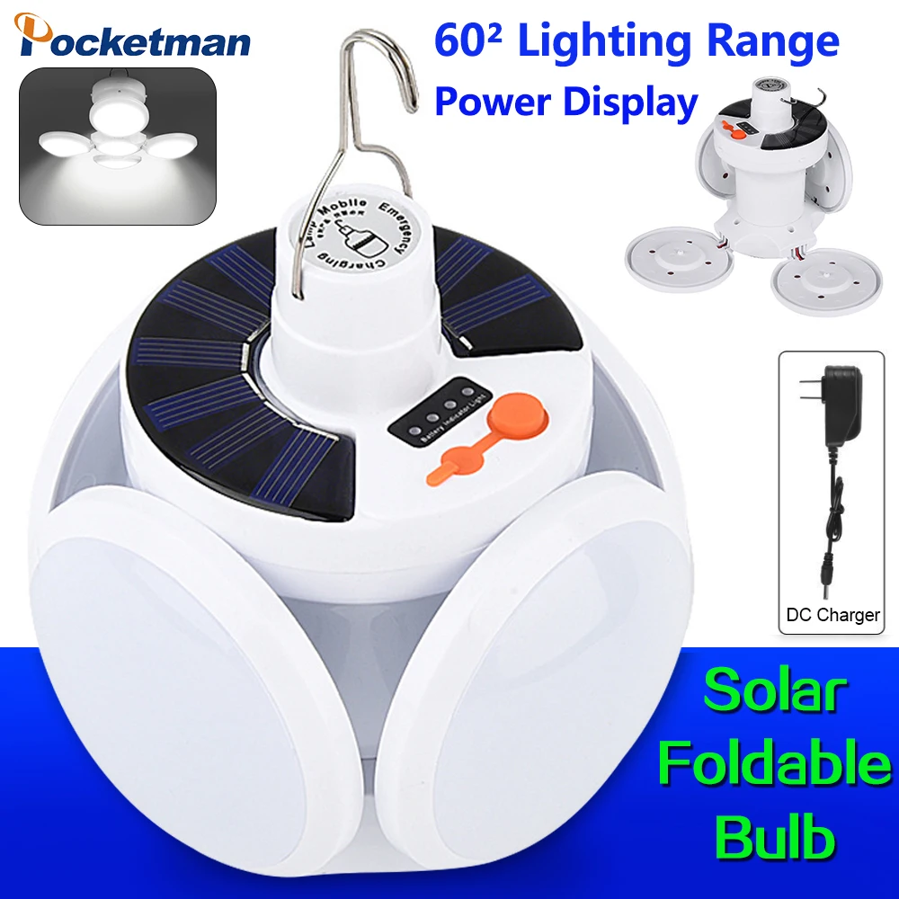 

New Foldable LED Solar Light USB DC Rechargeable LED Lamp Bulbs Mobile Solar Lamp Emergency Light Camping Light Market Light