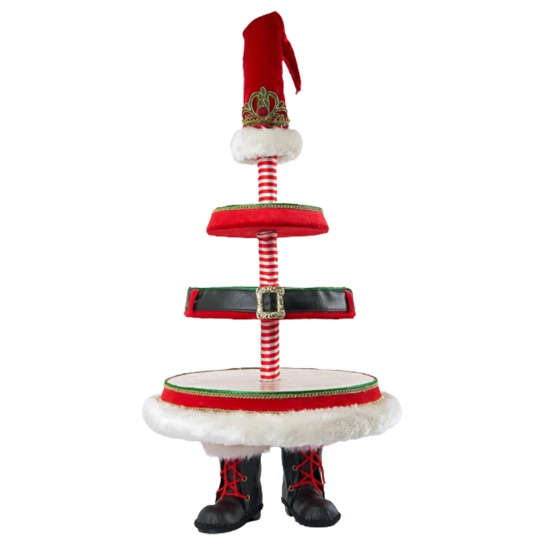 

H051 Snowy Day Santa Holding Tray Christmas Decoration Handpainted Resin Santa Treats Holder with Plates Xmas Snowman Tray
