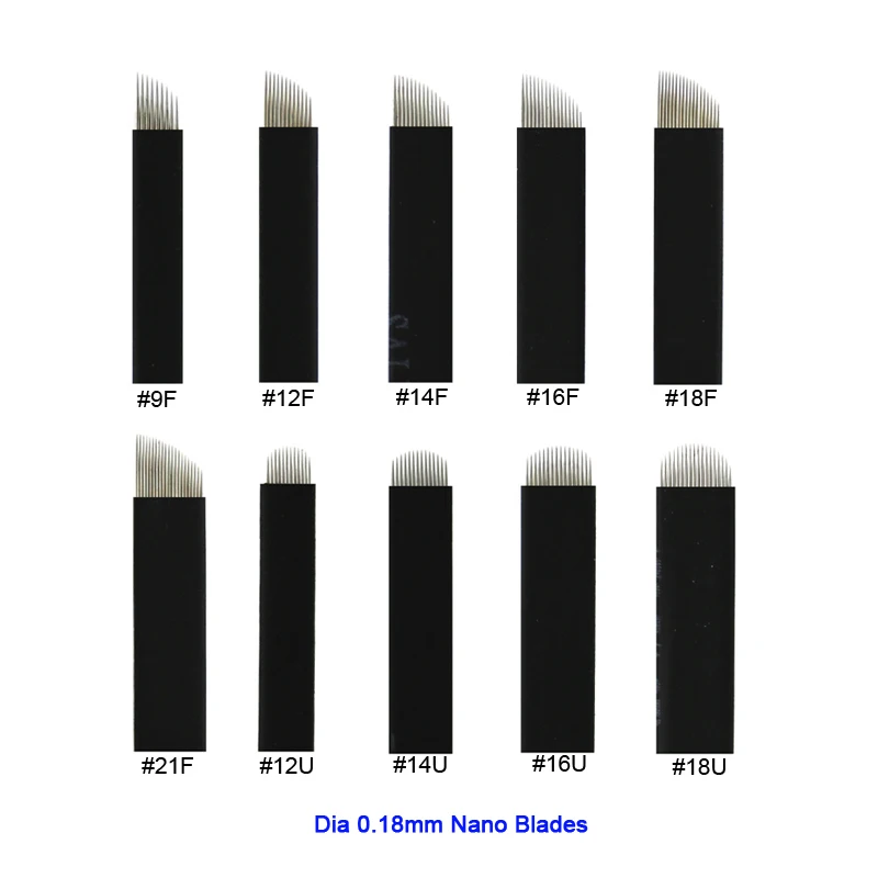 500 Pcs Black 0.18mm Microblading 7 9 12 14 16 18 21 U shape Tattoo needles for Permanente makeup Eyebrow Blades Manual pen |