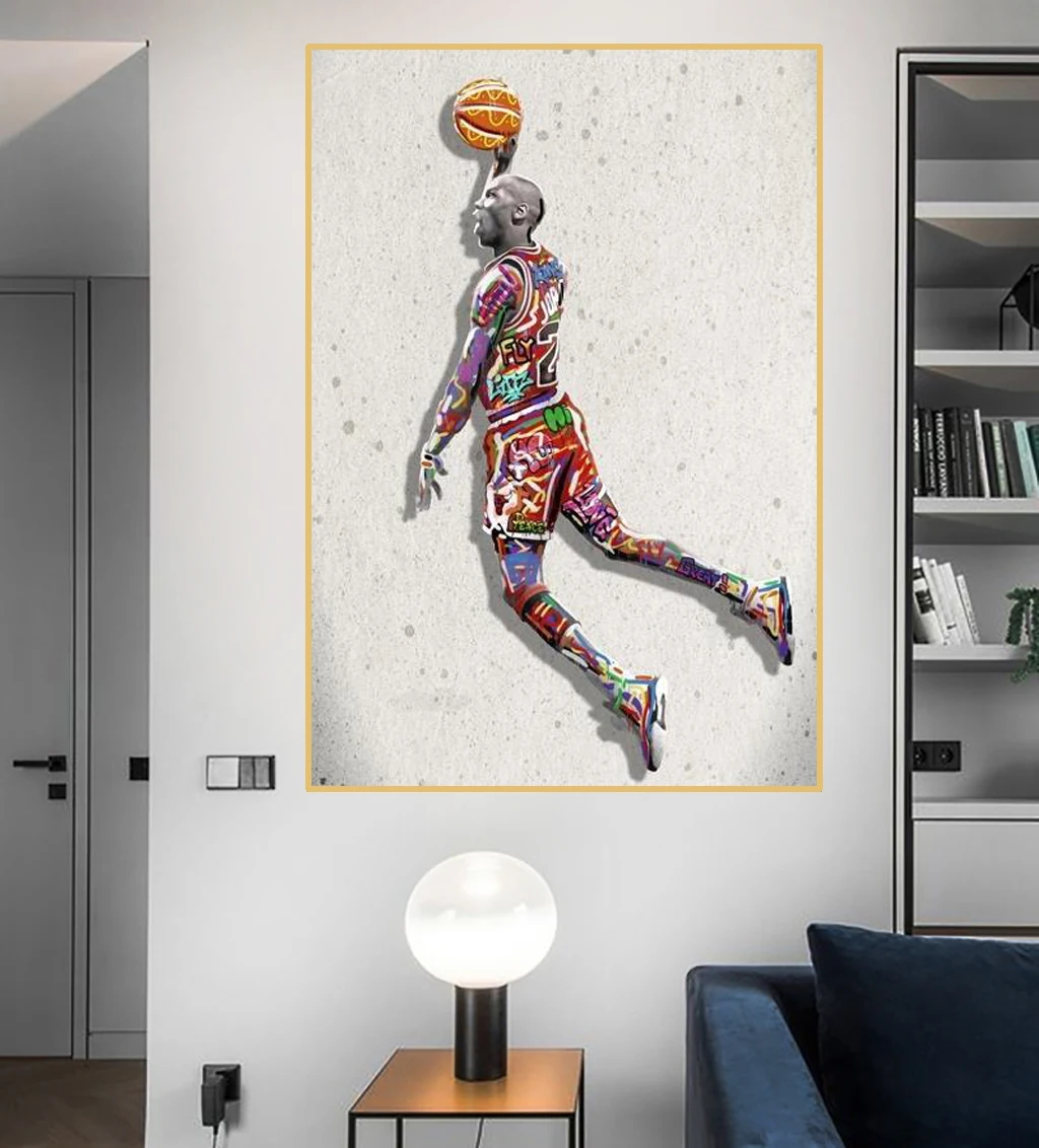 Большой размер знаменитый классический баскетбольный плеер Постер со звездами