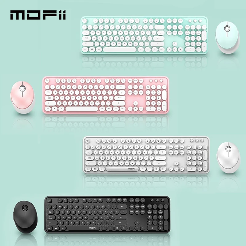 

Mofii Wireless Keyboard and Mouse Combo USB Multi-Color Cute Full Size Keyboard and Optical Mice Set for Computer Desktop Laptop