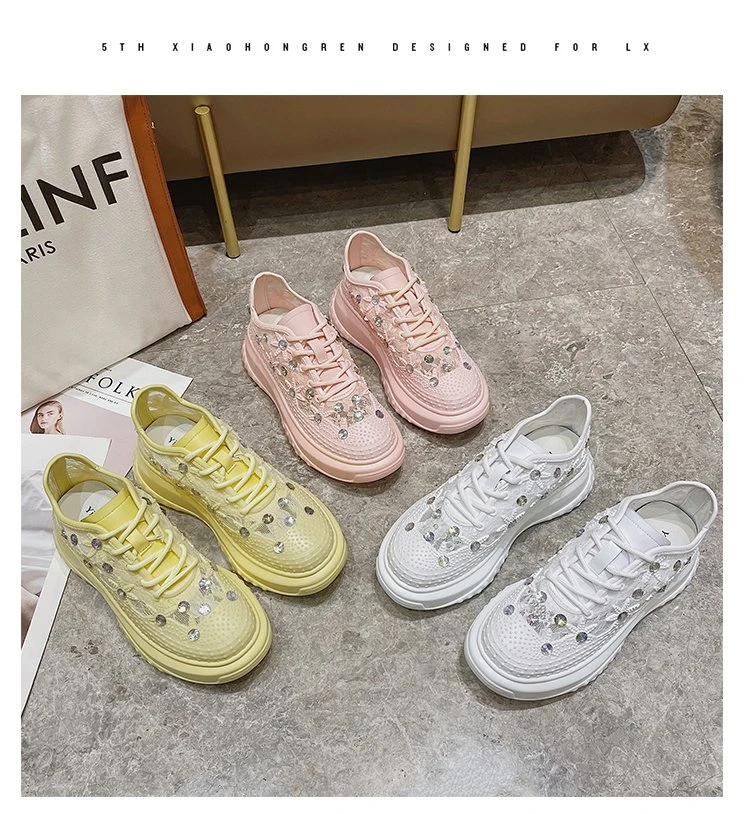 

2021 Spring New Women Net Cloth Casual Shoes Women Diamond Fashion Luxury Embroidery Suede Mesh Shoes Trend Flat Shoes