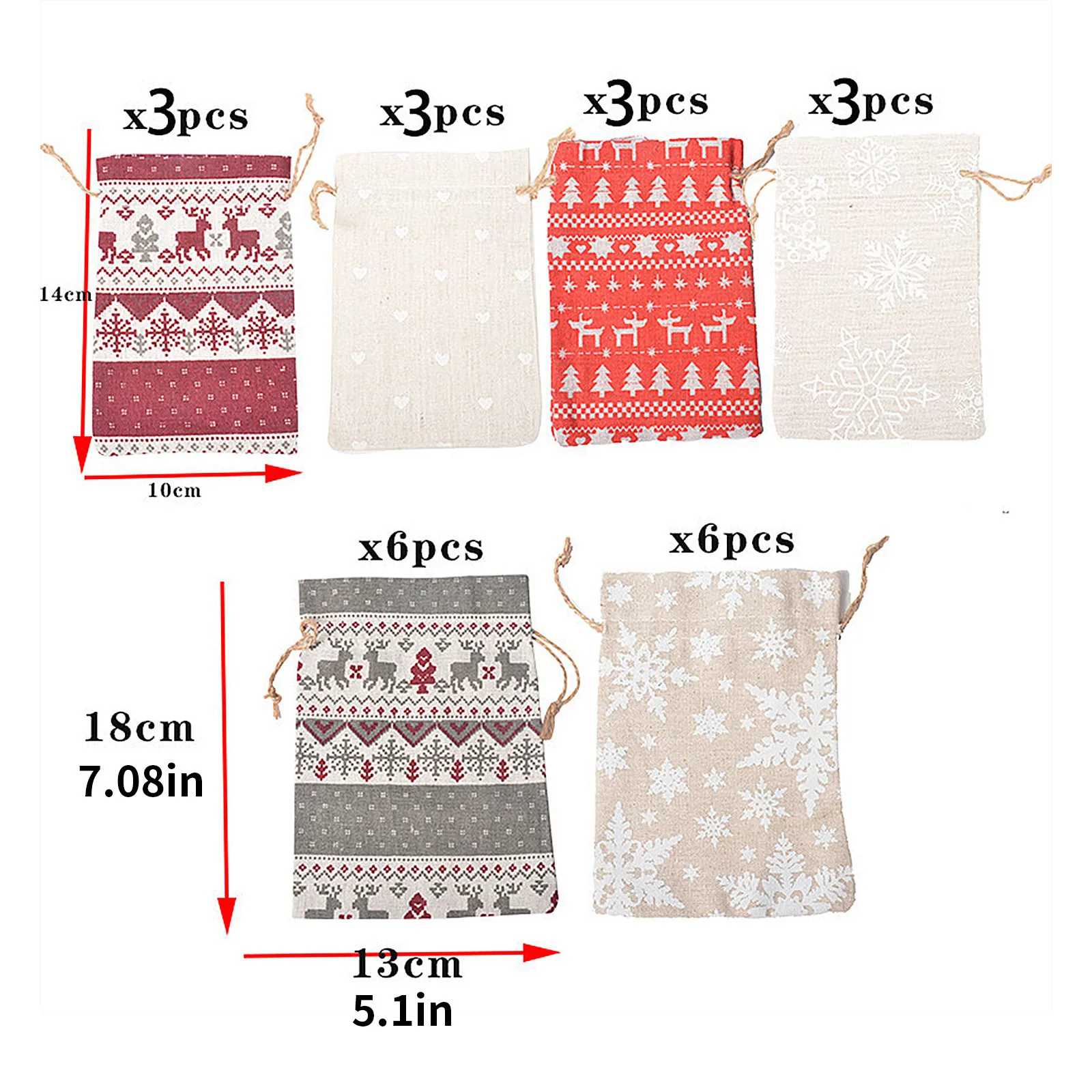24pcs Digital Christmas Drawstring Burlap-bag Advent Calendar Countdown Gift Candy Biscuit Chocolate Packaging Bag Pendant Toy | Игрушки и
