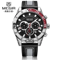 megir 2019 men sport quartz fashion leather clock mens watches top brand luxury waterproof business wristwatch