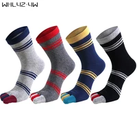 5 pairs pure cotton man short socks with toes%c2%a0business striped colorful young casual weaving five finger sport socks hot sell