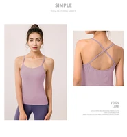 new yoga vest tops with bra women sleeveless fitness sports t shirts gym running workout tops shirt sportswear