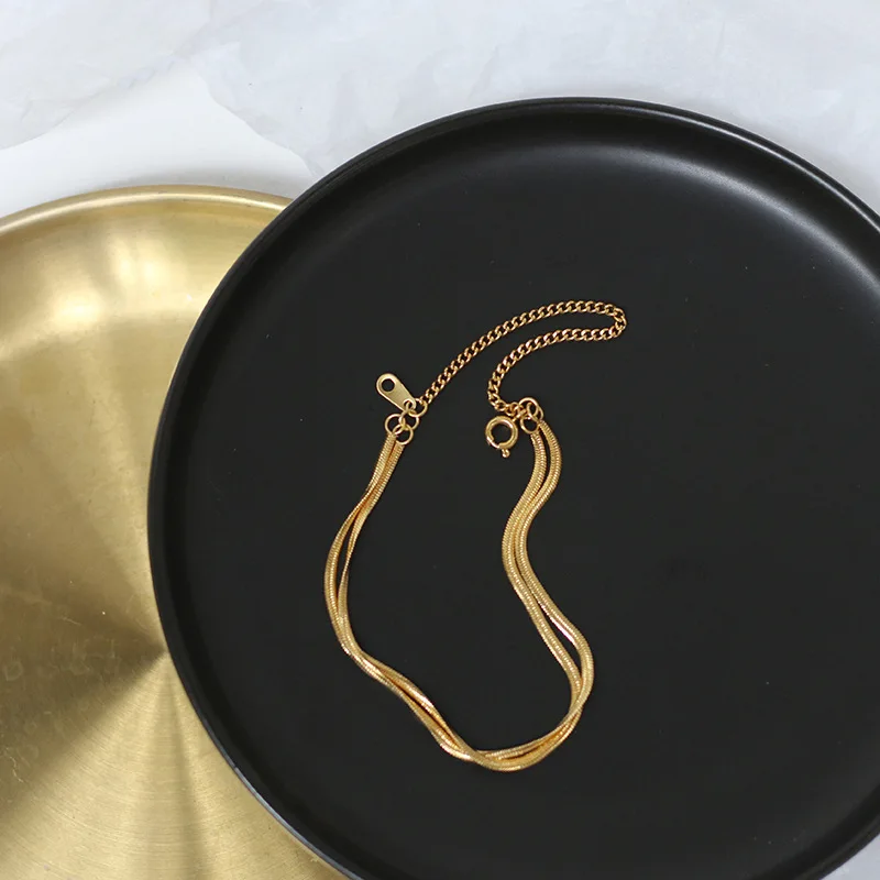 Двухслойная цепочка-змея из нержавеющей стали ювелирные изделия для женщин