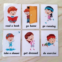 34pcs english early learning flash cards for kids daily behavior life educational word card kindergarten teacher teaching cards