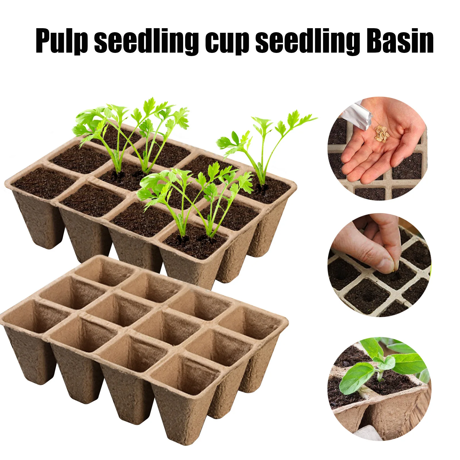 

5/10pcs Paper Pulp Seed Growing Tray Biodegradable Flower Pot Plant Seedling Herb Seed Nursery Cup Transplanter Garden Supplies