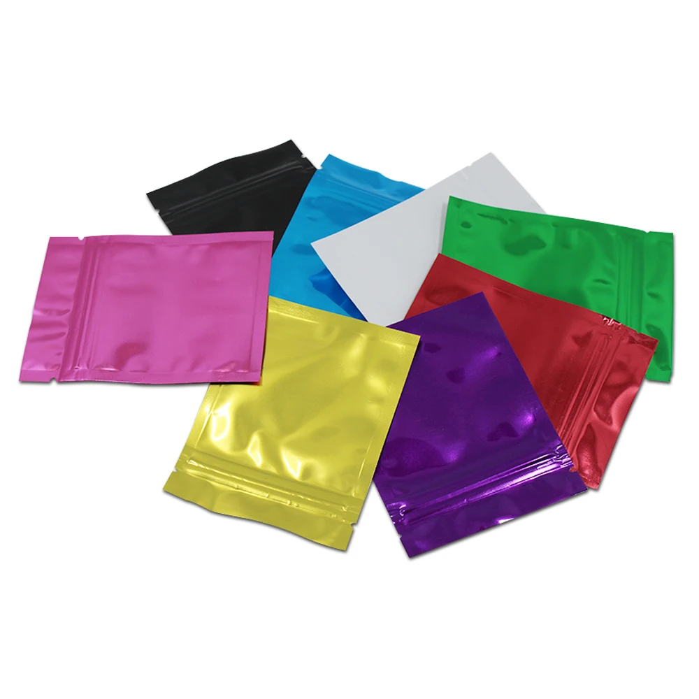 

100Pcs Aluminum Foil Zip Lock Bag Tear Notch Reclosable Waterproof Dustproof Food Fruits Nuts Coffee Tea Candy Snacks Dried