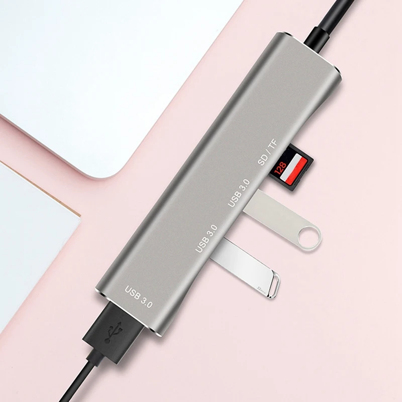 

USB C HUB, 5 in 1 Type-C Docking Station 3.0 HUB Plus SD/TF High-Speed Card Reader HUB for PC Laptop