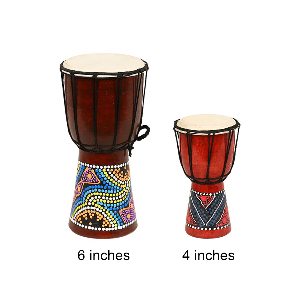 4/6inch Wooden Painted African Hand Drum Percussion Music Djembe Kids Toy
