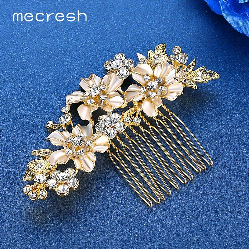 Украшения для волос Mecresh свадебные с цветами серебристые украшения FS243