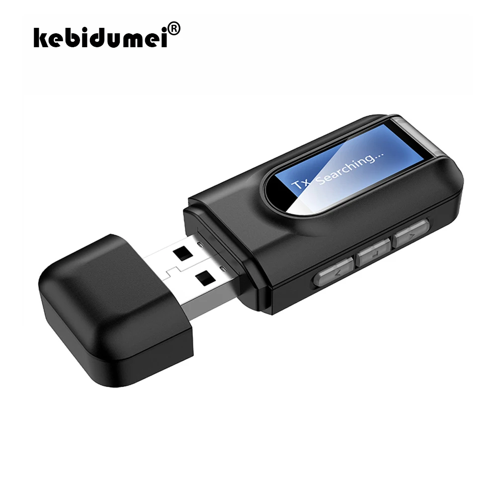 

2 in 1 Receiver Transmitter LCD Display USB Bluetooth 5.0 Dongle Adapter for Car PC TV Audio 3.5mm AUX Jack Stereo Adapter