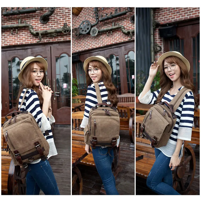 

Fashion Canvas Travel Mini Backpack Men Multifunction Outdoor Chest Bags Vintage Casual PU Leather Crossbody Bag B041