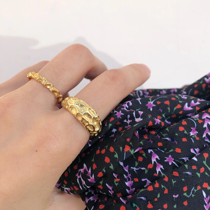 GHIDBK заявление нерегулярные кованые купол Регулируемые кольца для женщин цвета: