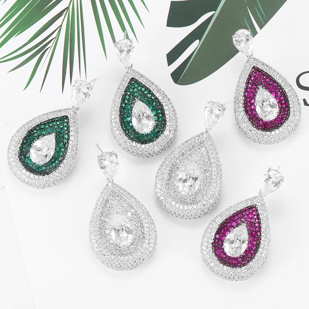 

KellyBola, знаменитые Роскошные Дизайнерские серьги в форме капли воды, зеленые и розовые Висячие серьги для женщин и девушек, серьги в стиле бох...