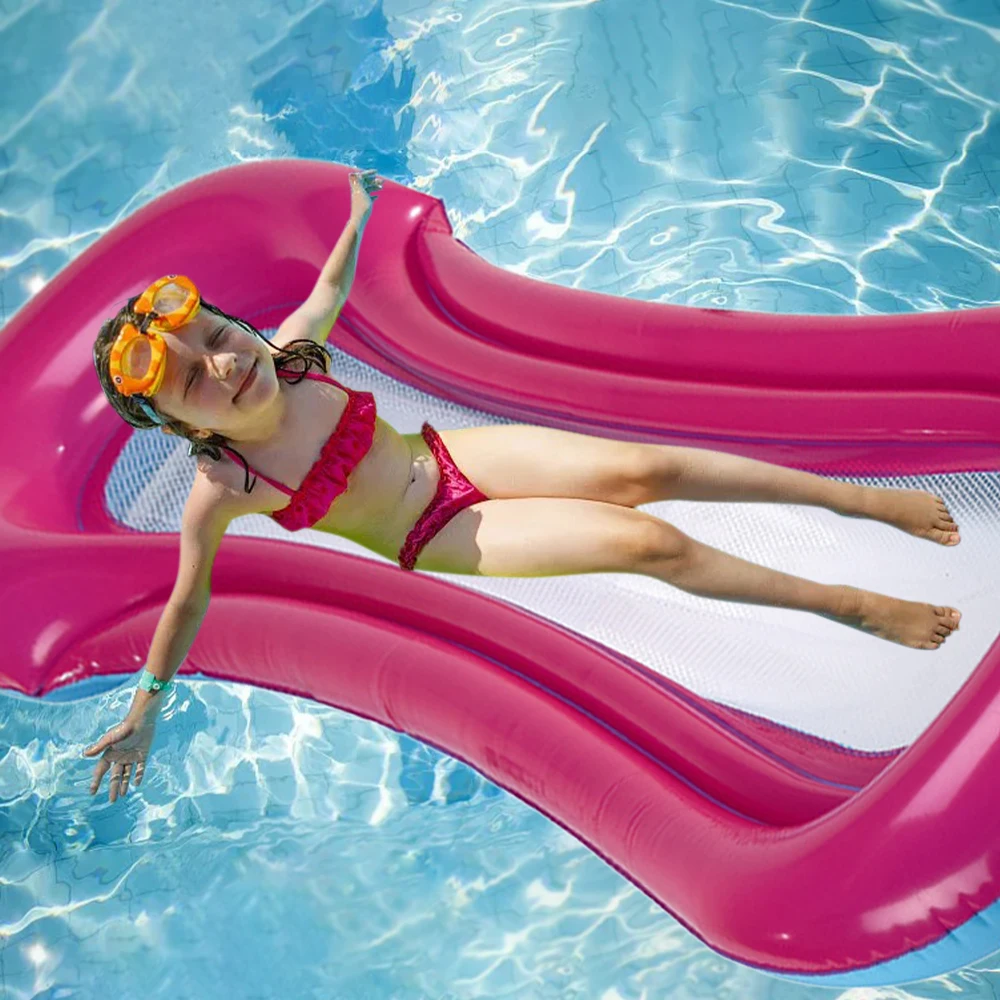 

Inflatable Pool Float Inflatable Net Floating Bed Summer Beach Floaty Party Toys Lounge Swimming Toy for Kids Adults