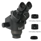 3,5x 7X 45X 90X siмультифокальный Тринокулярный стереомикроскоп головка непрерывного увеличения 0,5x 2X вспомогательная линза Барлоу микроскоп