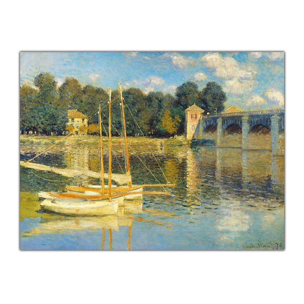 Citon Claude Monet《The Argenteuil Bridge》Canvas Art Oil Painting Artwork Picture Modern Wall Decor Home Living room Decoration | Дом и сад