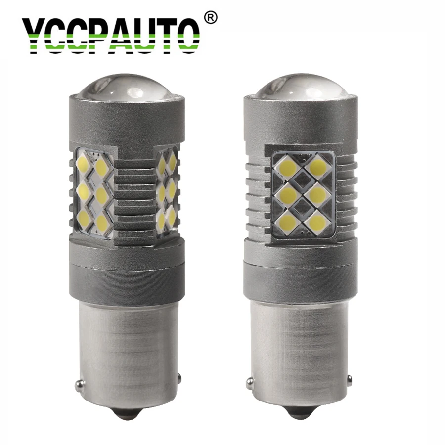 

YCCPAUTO 2Pcs High Quality BA15S P21W LED 1156 3030 Bulbs 1200 Lm Car Reverse Lights DRL DHO White Automobiles Lamp 12-24V