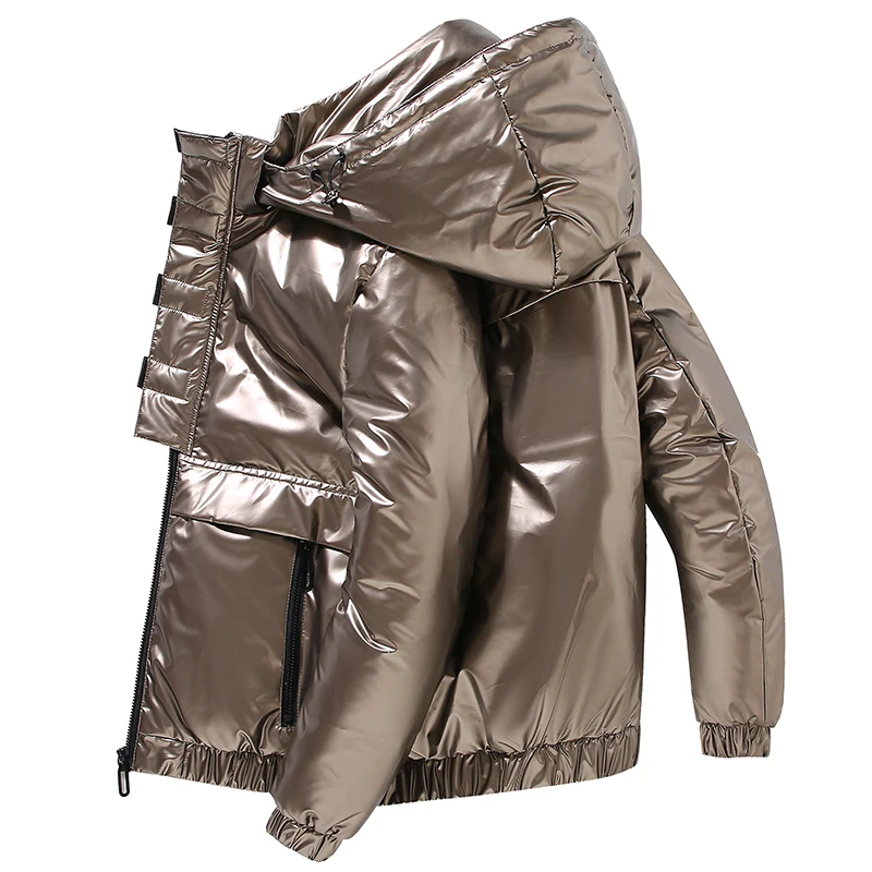 Men's Winter White Duck Down Jackets Casual Parkas Outerwear Top Autumn Thick Warm Shiny Hooded Puffer Coats Waterproof Clothing