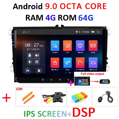 4G+ 64G ips DSP 8 ядерный Android 9,0 автомобильный Радио dvd gps для Volkswagen/VW Golf 5/6 passat/CC/B6/B7 polo Skoda/Seat/Leon мультимедиа - Цвет: 4G 64G IPS DSP Full