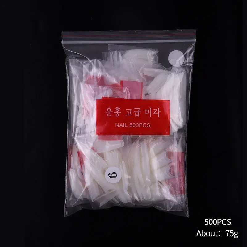 

100/500pcs French Ballerina Fake Nail Tips Artificial False Nails Acrylic Half Tips Clear Gel Manicure Tip For Nails Art Salon