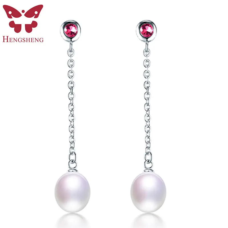

AAAA high luster 8-9mm water drop long pearl earrings for wedding/party/office/gift white pink purple black freshwater pearl