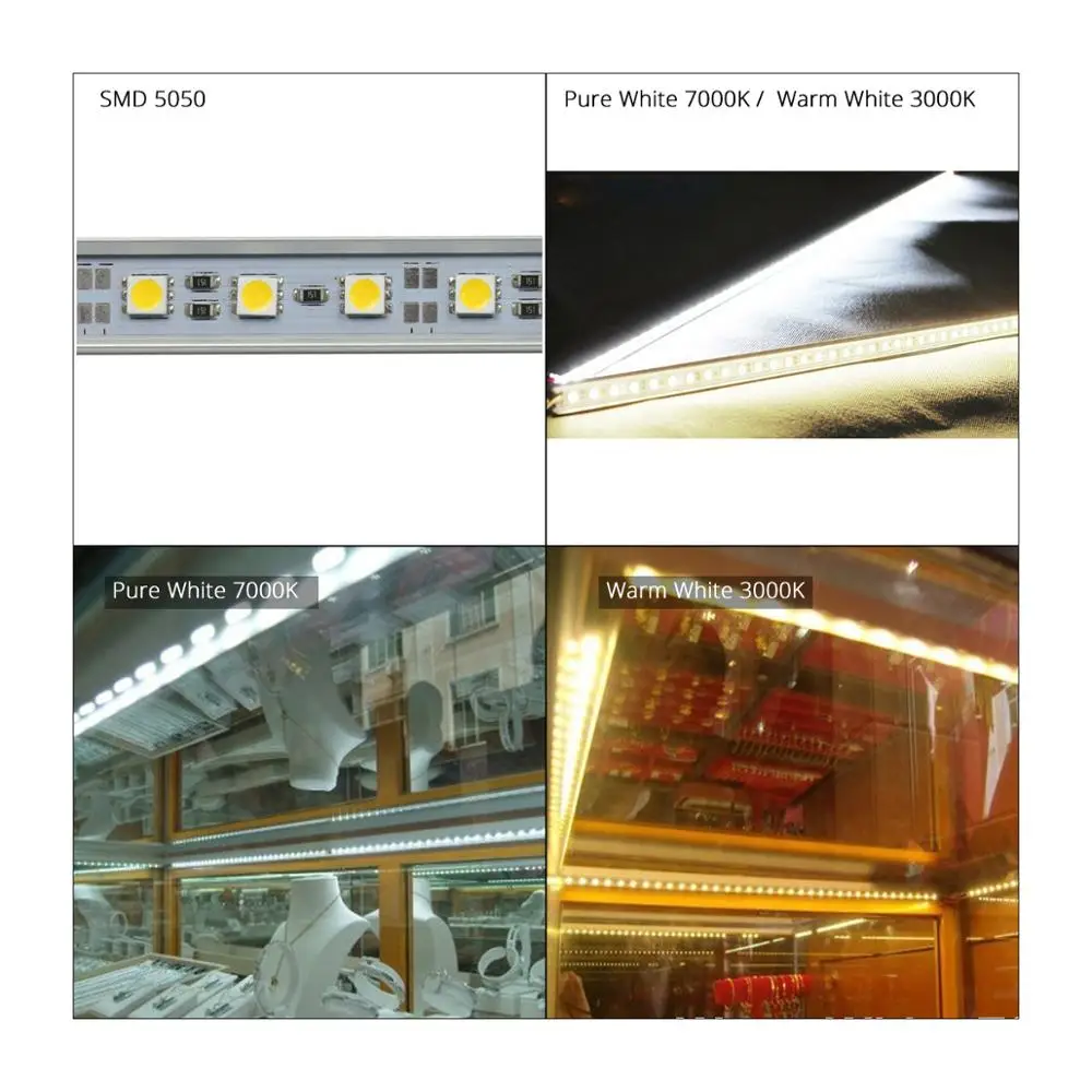 

36leds U-Type Hard Rigid Strip Bar Light Aluminium shell with milky Transparent cover LED Bar Light 50cm DC 12V SMD 5050