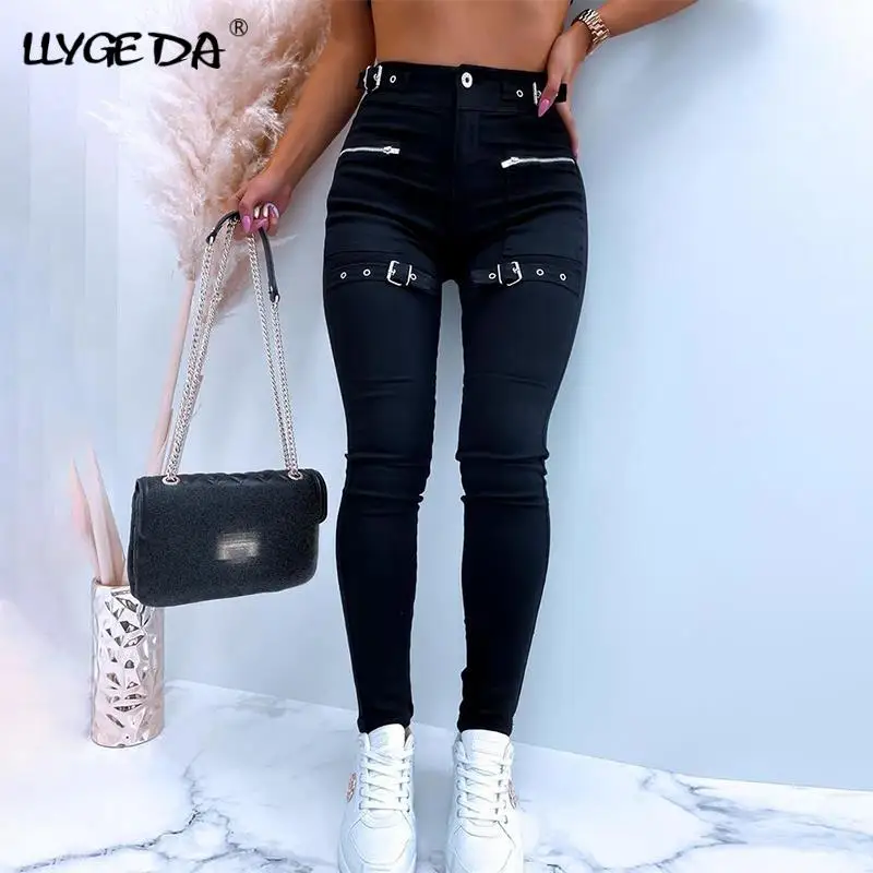 

Обтягивающие узкие брюки для женщин с высокой талией, тонкие однотонные сексуальные женские брюки 2021, летние осенние модные новые повседне...