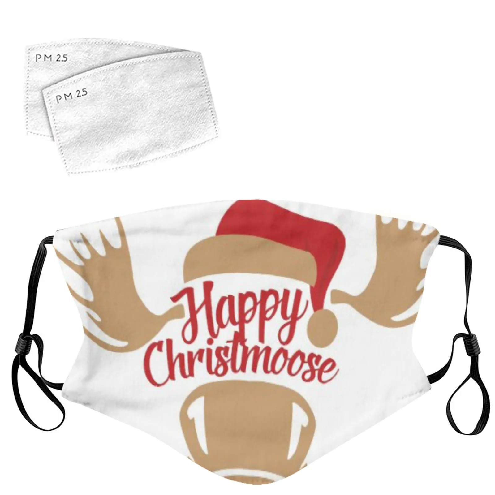 

Unisex Elk Christmas Prints Mask +2pc Filter Outdoor Face Washable Reusable Protect Masks Dustproof Filter Masks Earloop Bandage