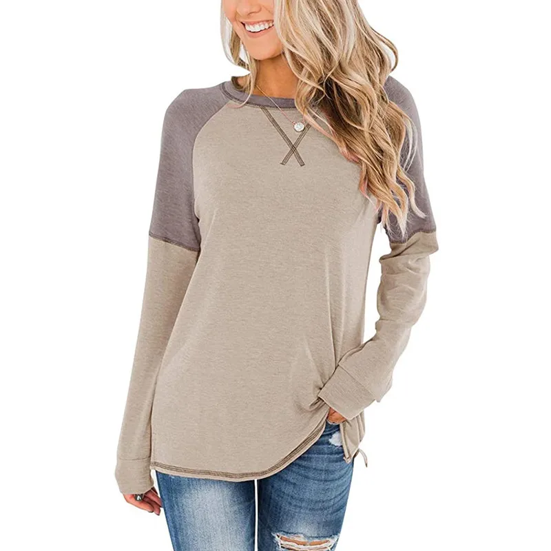 Размера плюс из кусков женский футболка с длинными рукавами и 2XL Свободная