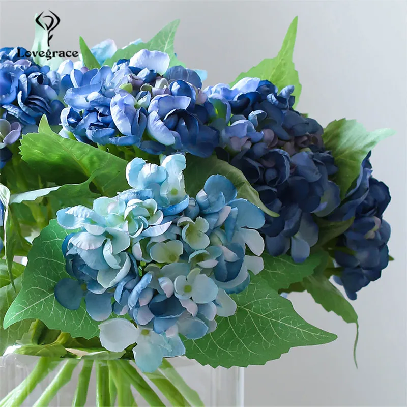 Шелковые гортензии искусственные цветы белые большие свадебные маленький букет