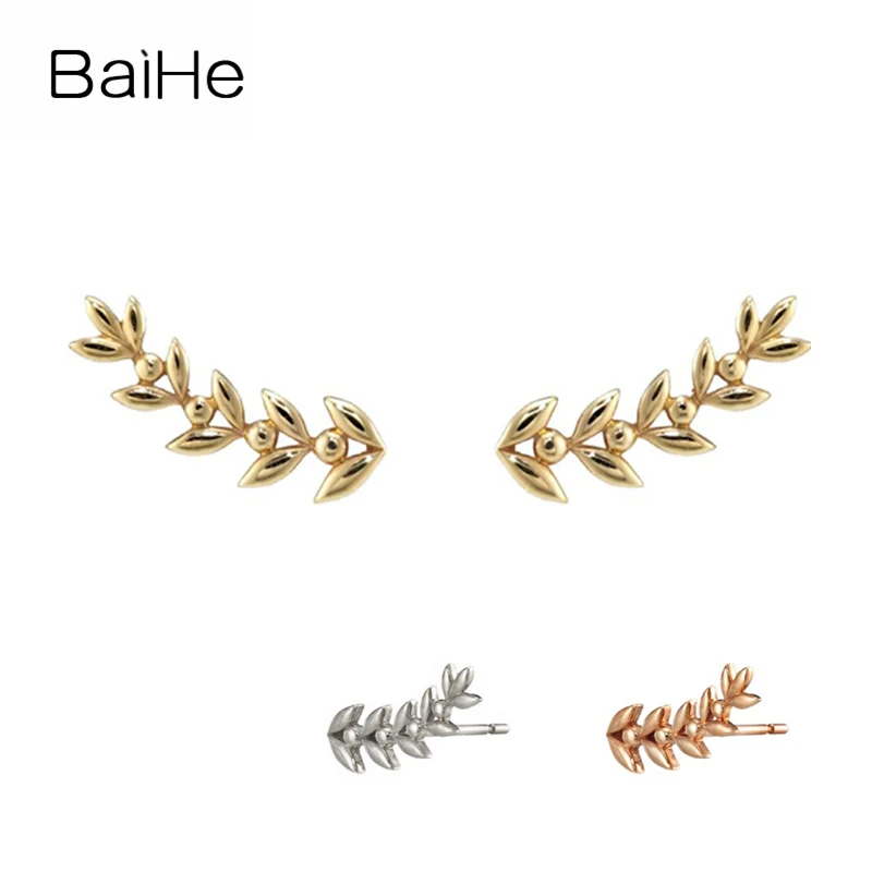 Серьги-гвоздики BAIHE из настоящего золота 14 к желтое/розовое/белое золото модные