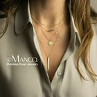 Женское многослойное колье e-Manco, ожерелье из нержавеющей стали с кристаллами, набор украшений