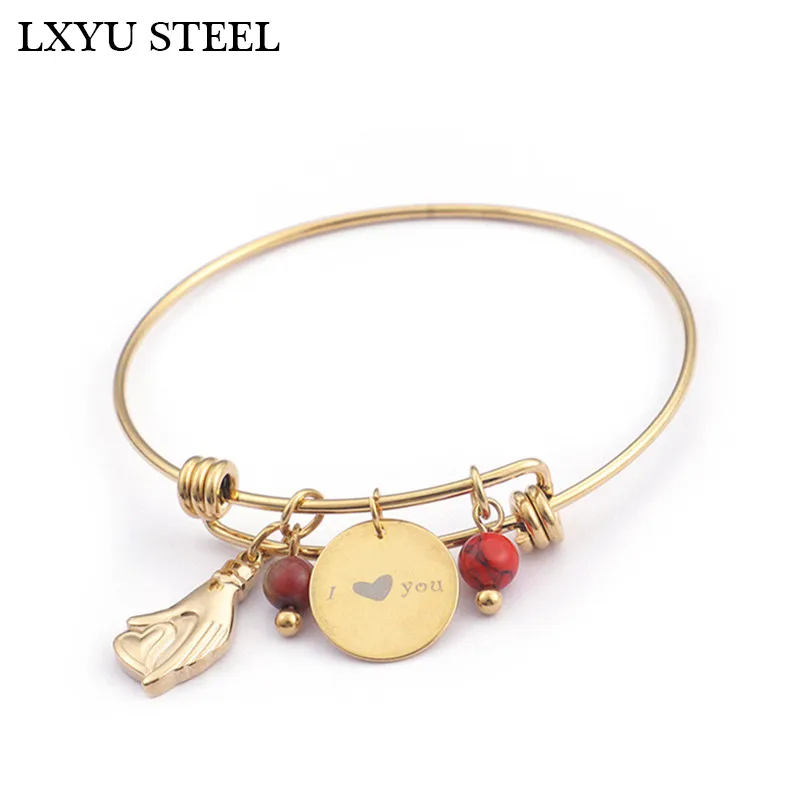 Женский браслет из красных пластиковых бусин нержавеющей стали с подвесками в