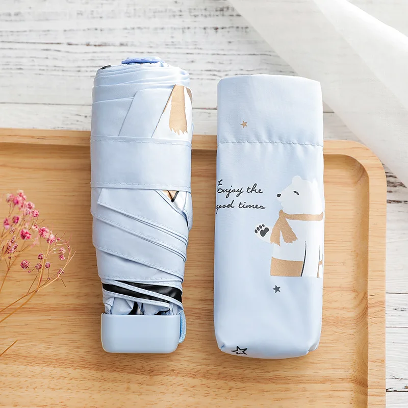 Mini Pocket Umbrella Rain Kids Corporation Paraguas Plegable Sun Protection Anti-UV Children Cartoon Rabbit | Дом и сад