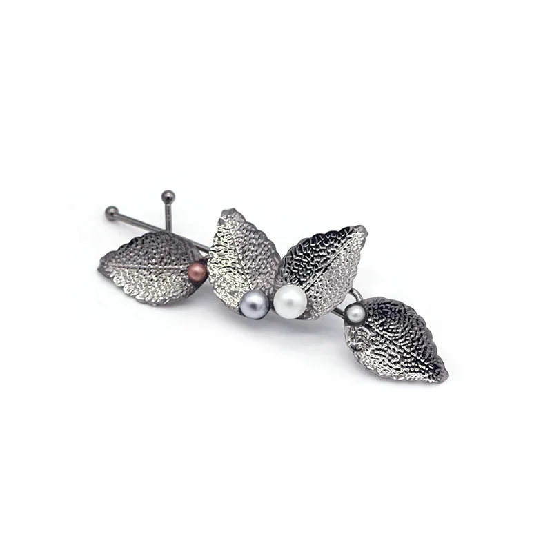 Женская заколка для волос с металлическим жемчугом четырьмя листьями 1 шт.