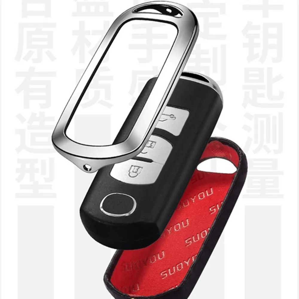 

New For Mazda 2 3 6 Axela Atenza CX-5 CX5 CX-7 CX-9 2014 - 2017 Carbon fiber Galvanized Alloy Key Cover Shell Case Holder