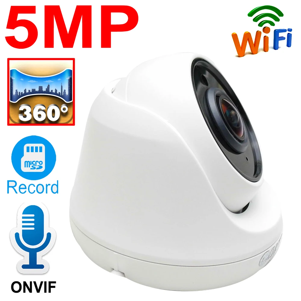 

5MP Panoramic IP Camera WIFI Security Surveillance 1.7mm Lens home camera Audio Network HD Wireless SD card slot JIENUO