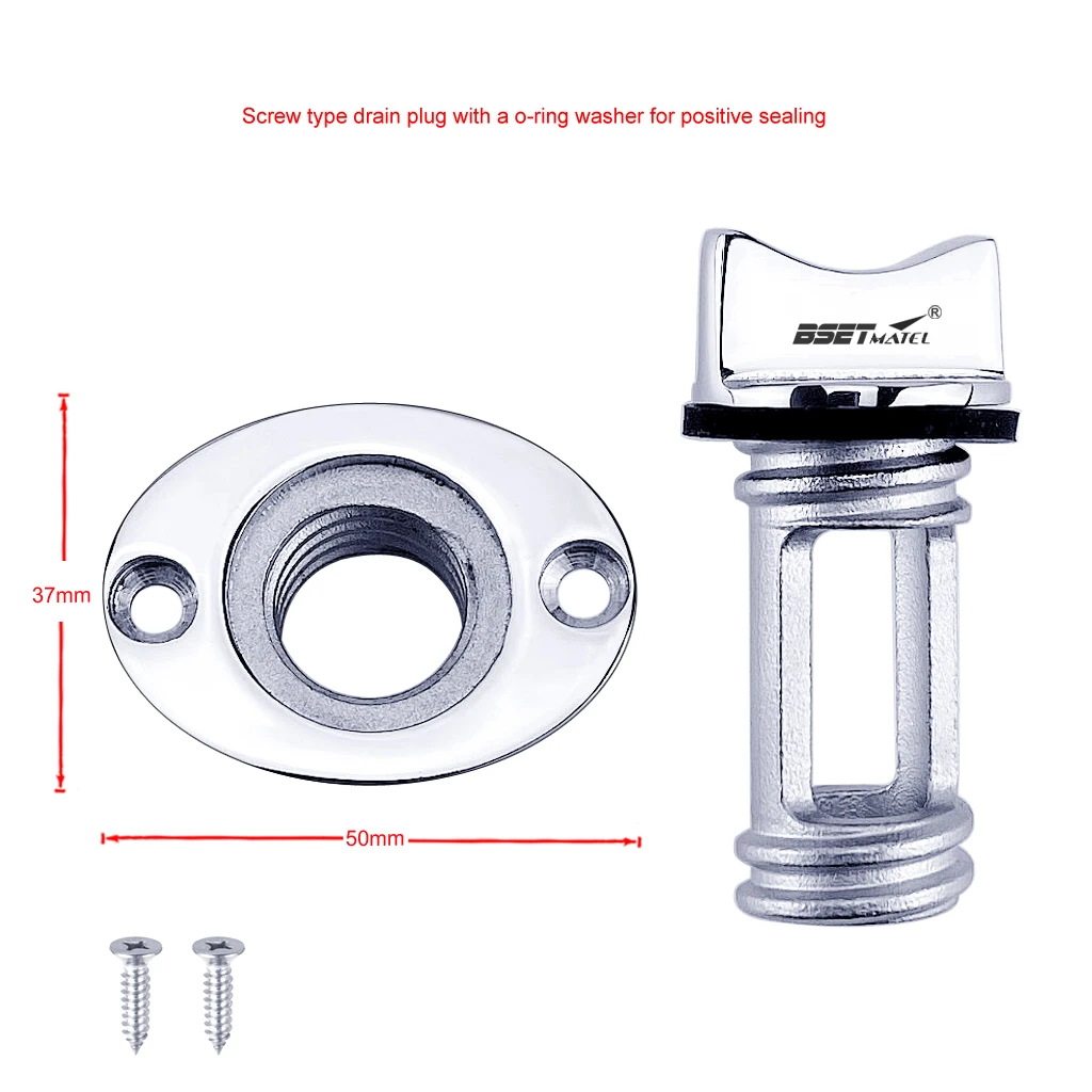 

2X Universal 25mm 1'' Stainless Steel 316 Boat Garboard Transom Hull Drain Plug Socket Bung Hole Drainage Kayak Canoe Accessory