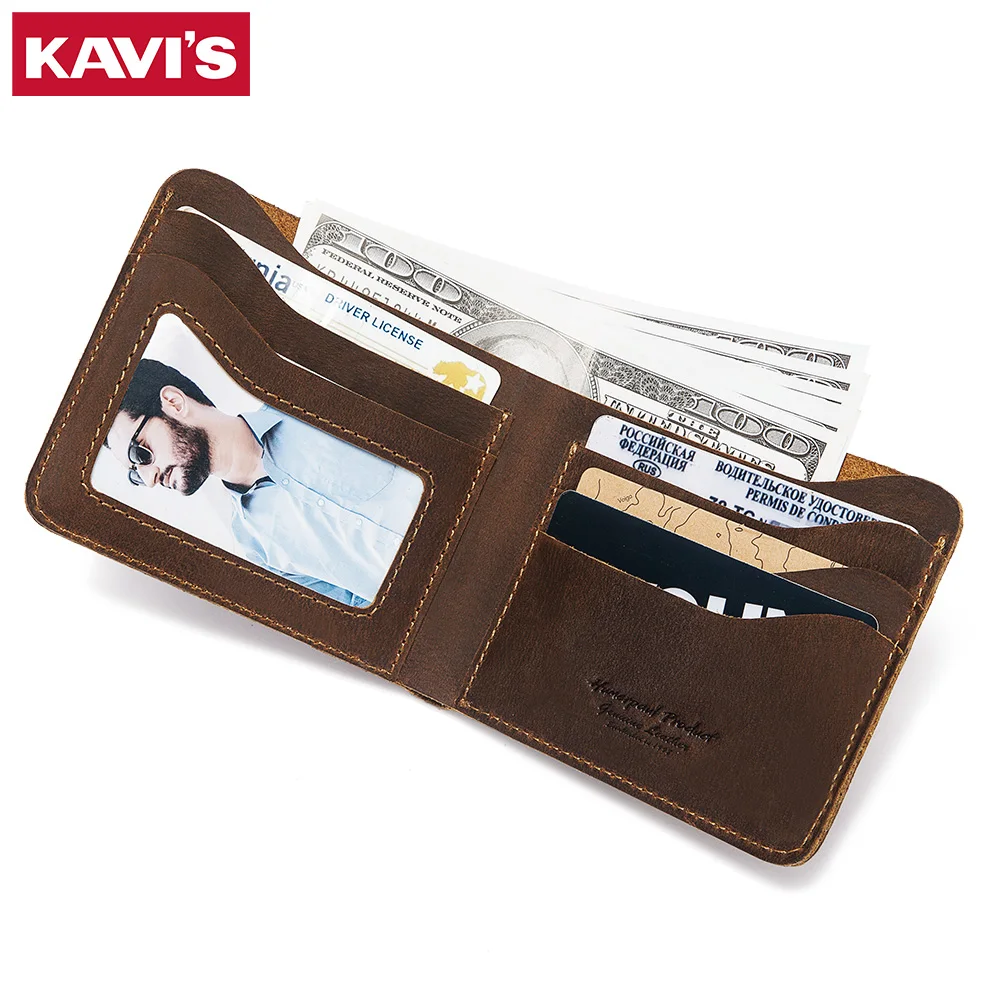 

KAVIS Retro Leather Card Wallet Men Business Bank Card Holder Thin Credit Card Case Convenient Small Cards Pack Cash Pocket Bags