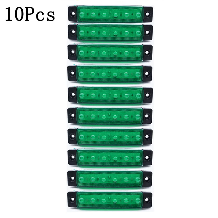 10x/4x/2x светодиодный 6 SMD Грузовой автомобиль Прицеп боковой маркер индикаторы поворота автомобиля тормозной задний Предупреждение ющий задний светильник 24 в 12 В - Цвет: 10x  Green
