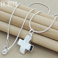 doteffil 925 sterling silver cross pendant necklace 16 30 inch snake chain for women man wedding engagement party jewelry