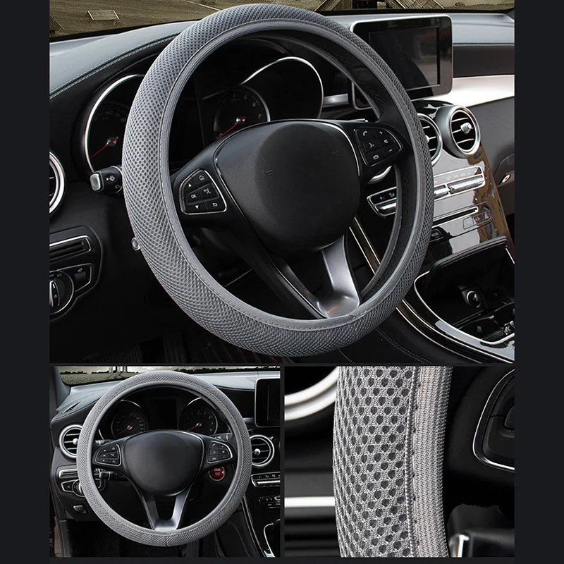 

Gray Steering Wheel Cover Replacement Inner Non-slip Shockproof 36-40cm