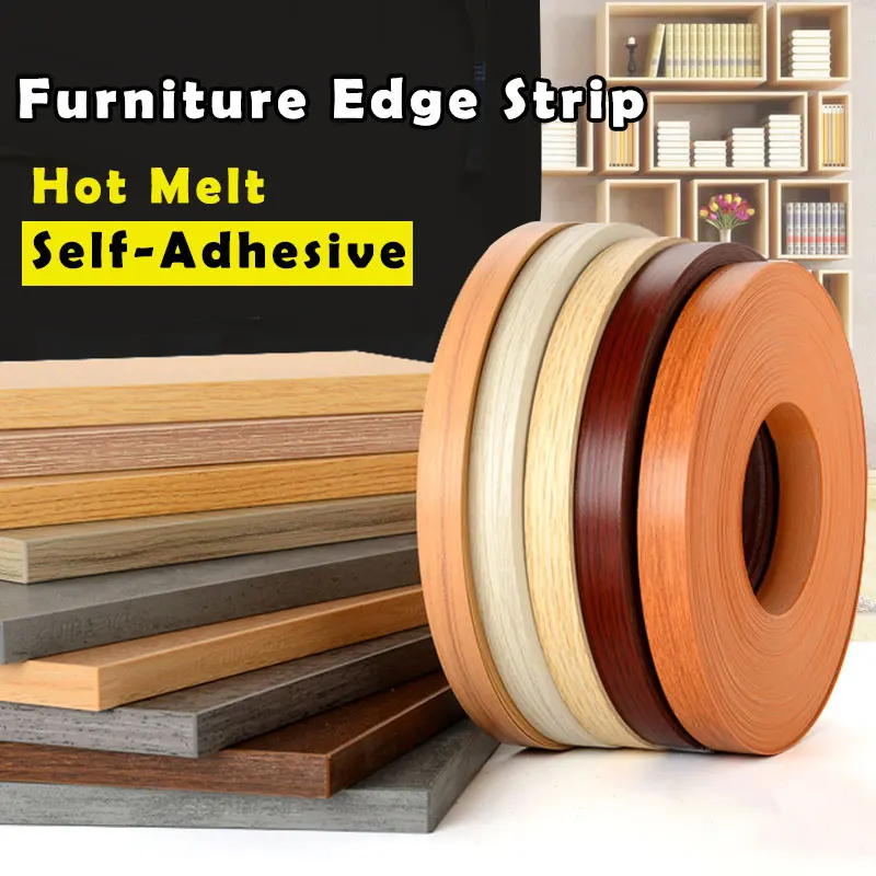 

10Mx2CM Wood Edge Strip Banding Pre-Glued Solid Veneer Plywood PVC Self-adhesive Furniture Tape Cabinet Surface Repair Home
