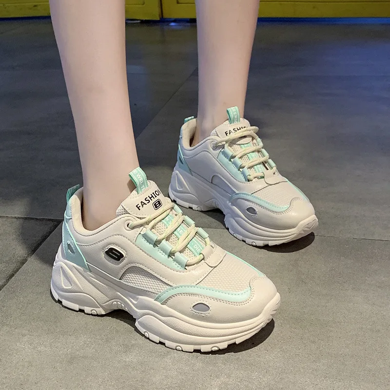 GRITION женская спортивная обувь Chunk каблук платформа дышащие туфли на плоской