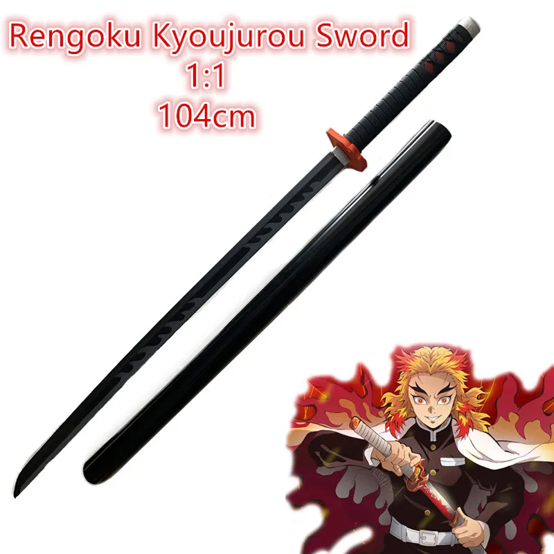 Cos подарок 1:1 убийца демонов меч оружие Rengoku Kyoujurou огненный черный серый Sowrd нож
