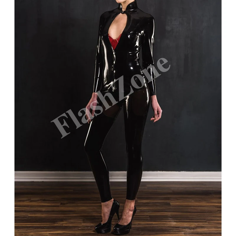 Бесплатная Доставка! Женские сексуальные латексные топы с пуговицами и длинными